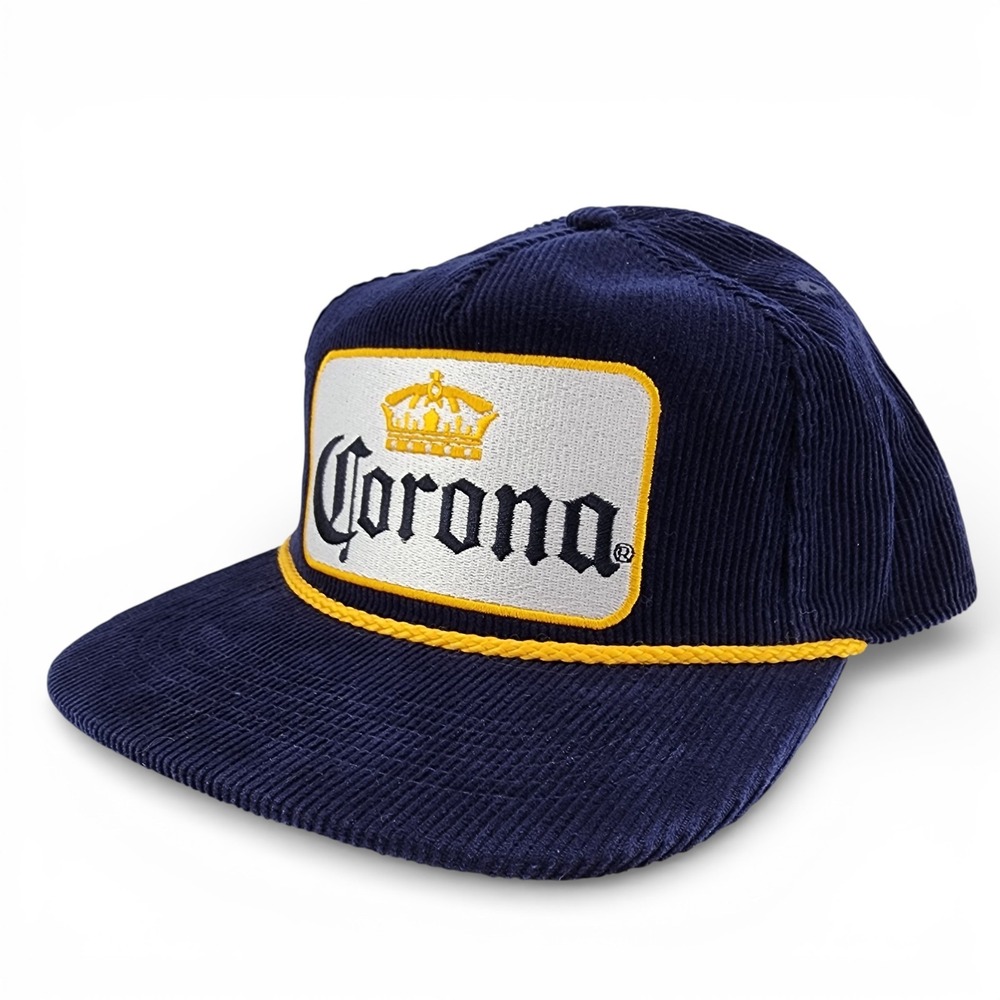 Corona Beer Corduroy Golfer Hat‎ Adjustable Snapback Rope Navy Blue Cap NEW